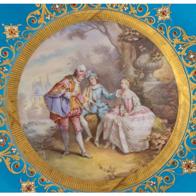 We are selling this beautiful Sevres plate. This plate is decorated in Bleu Celeste style with central painting and fine...