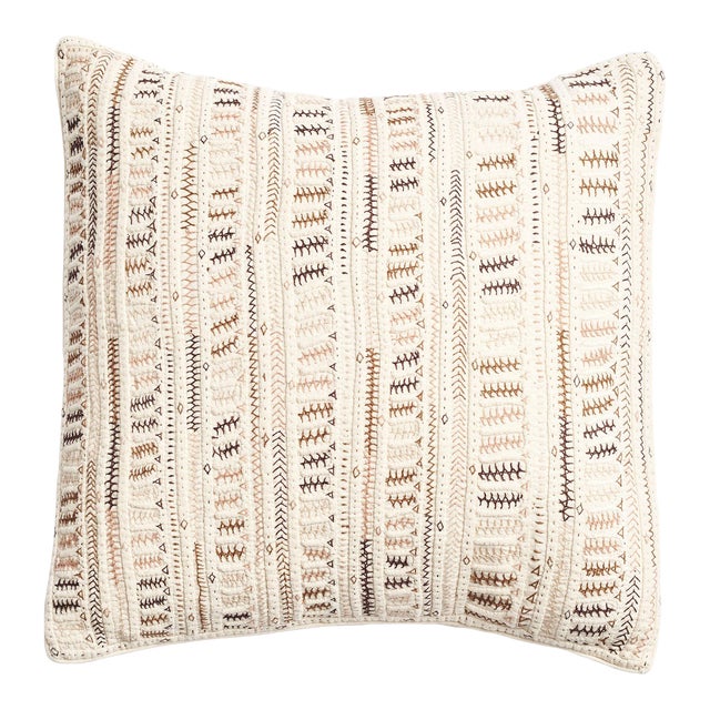 Dahli Brown Fully Hand Embroidered Pillow For Sale