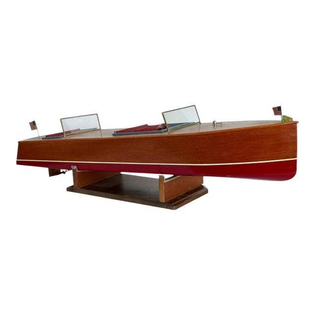 1970's Handcrafted Oversized Model Wood Boat For Sale