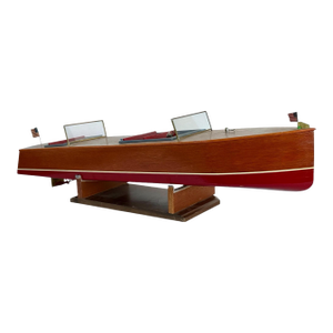 1970's Handcrafted Oversized Model Wood Boat