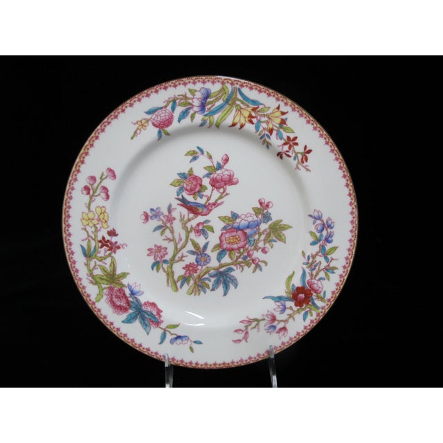 Chinoiserie Royal Doulton Ito Smooth E2929 Exotic Song Bird 10 1/4" Dinner Plate Set of 4 For Sale - Image 3 of 9