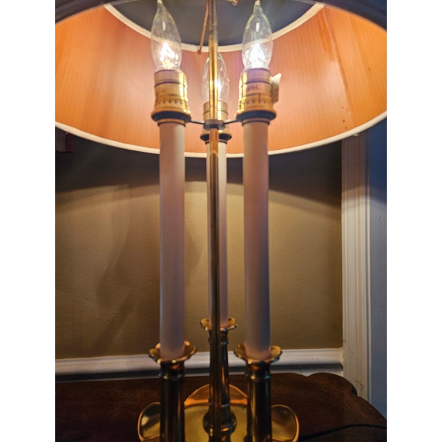 Metal Late 20th Century Brass Stiffel Bouillotte 3 Candle Lamp For Sale - Image 7 of 10