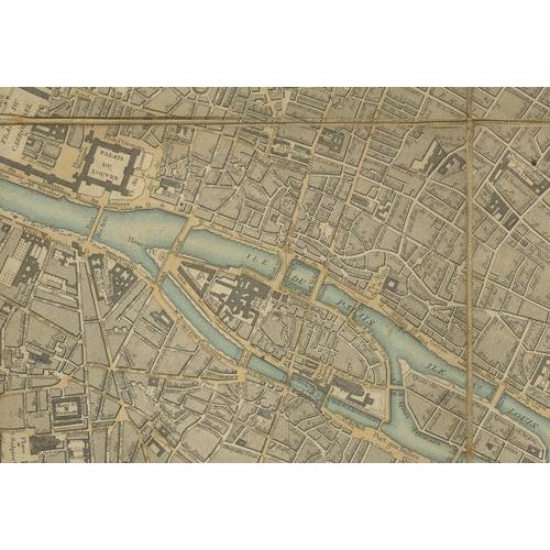 Antique Linen Backed Hand-Colored Map Paris, 1855 For Sale - Image 3 of 12