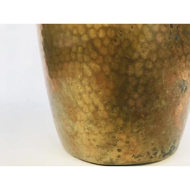 German Art Nouveau Wrought & Hammered Brass Vase from WMF, 1920s For Sale - Image 3 of 12