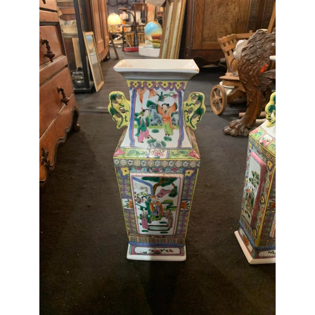 Ceramic Canton Vases, 1800s, Set of 2 For Sale - Image 7 of 11