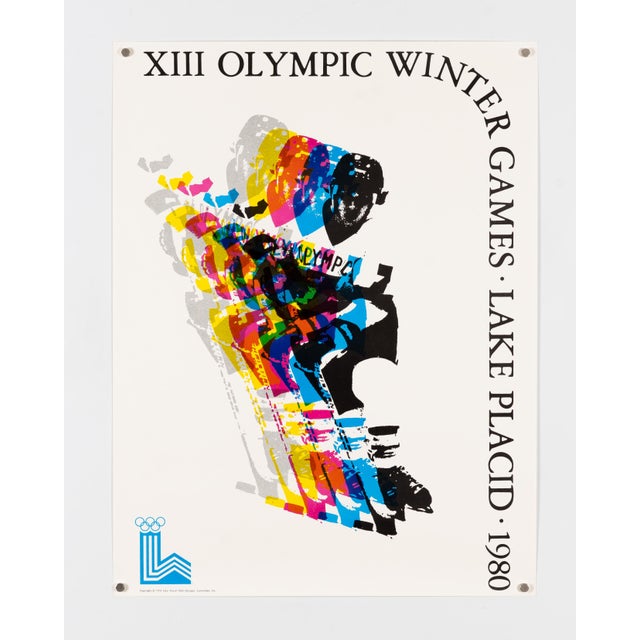 Modern Lake Placid Ice Hockey Olympic Poster by Robert Madden, 1980 For Sale - Image 3 of 9