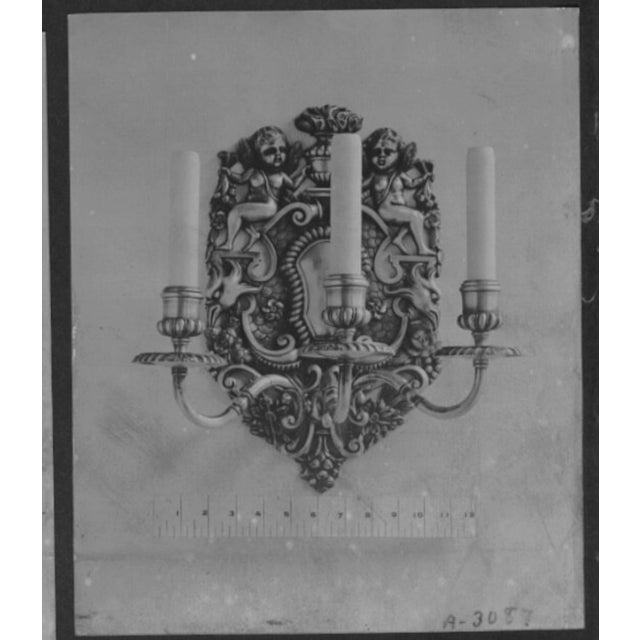 Antique Edward F Caldwell Silver Plated Cherub Wall Sconce (Set of 4) c.1910 For Sale - Image 15 of 17