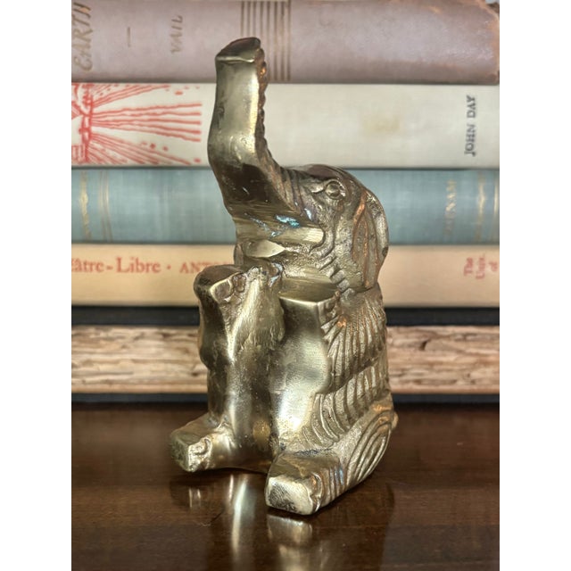 Brass Vintage Brass Elephant Figurine For Sale - Image 8 of 10