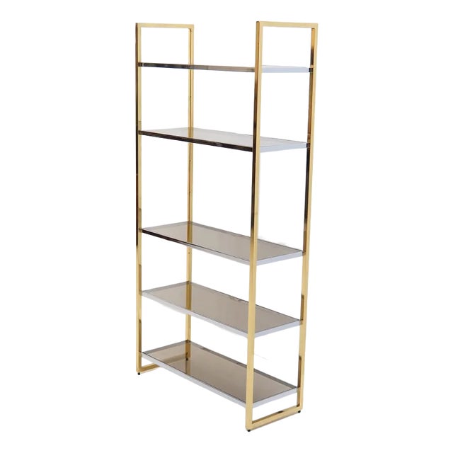 Belgian Showcase Cabinet in Brass and Chrome, 1970s For Sale