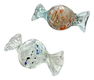 Set of Two Italian Hand Blown Large Size Glass Candies