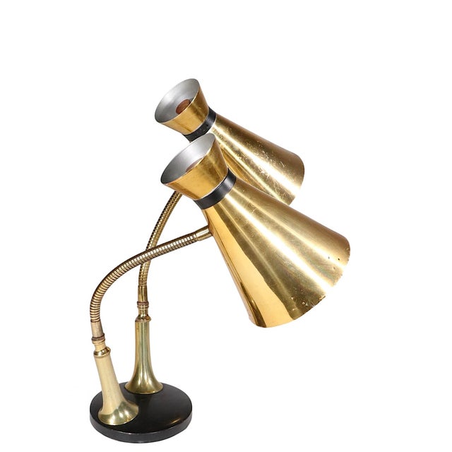 Mid Century Two Light Gooseneck Desk Lamp C. 1950/60's For Sale In New York - Image 6 of 8