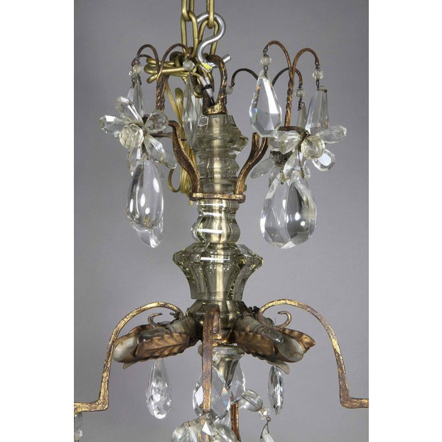 Late 18th Century Louis XV Gilded Wrought Iron and Rock Crystal Chandelier For Sale - Image 5 of 11