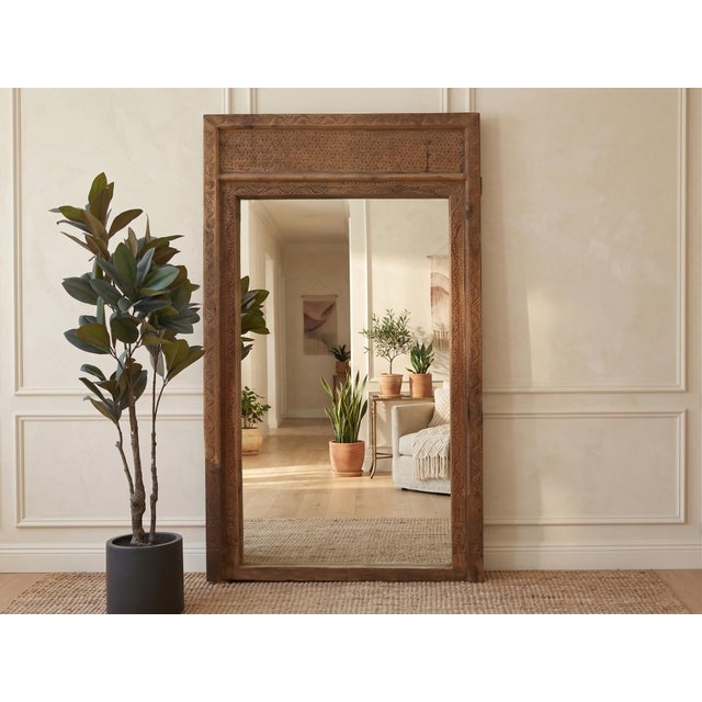 Indian 20th Century Oxidized Doorway Floor Mirror For Sale - Image 3 of 9