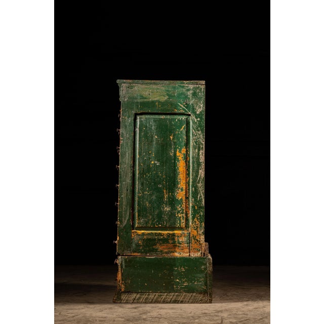 1910s Early 20th Century Industrial Parts Cabinet in Green For Sale - Image 5 of 12