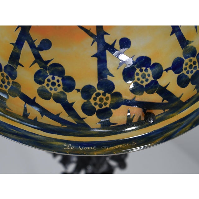 French Art Deco Pendant Light by Le Verre Francais Schneider - 1925 Cameo Chandelier France For Sale - Image 14 of 15