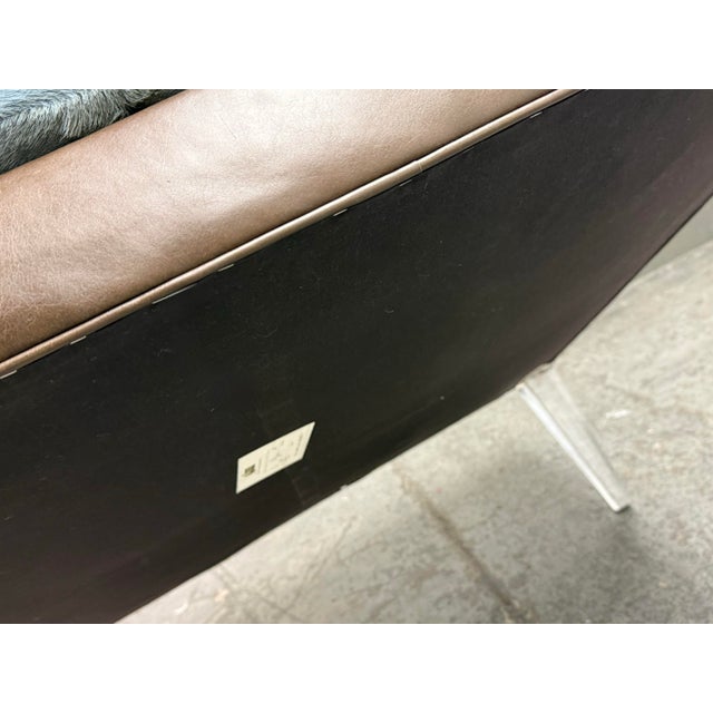 Lee Industries for Witford Hide + Leather Ottoman For Sale - Image 12 of 12