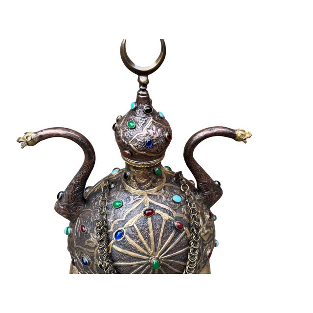 Ceremonial Brass Ewer With Dragon Spouts For Sale - Image 9 of 12