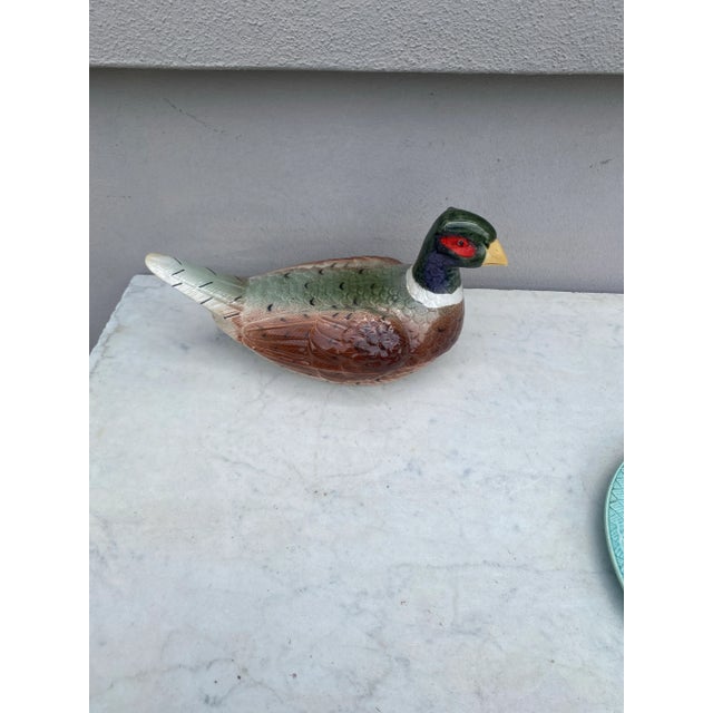 French Country French Country Majolica Pheasant Tureen, Circa 1950 For Sale - Image 3 of 5