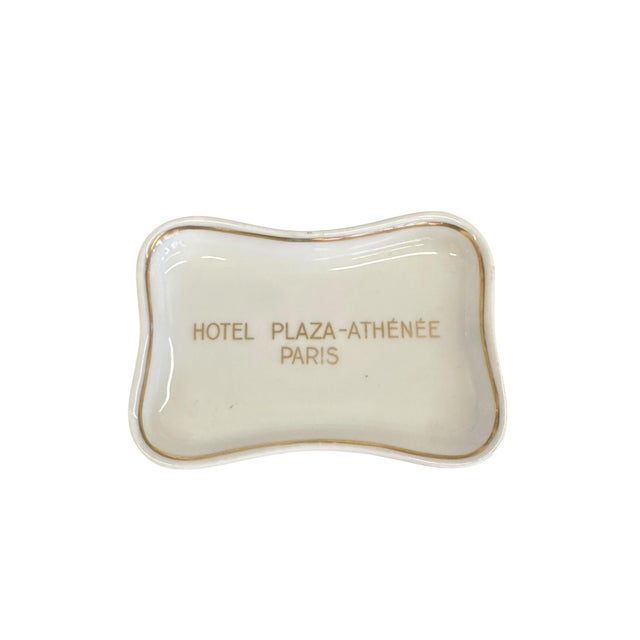Vintage Hôtel Plaza Athénée Paris Porcelain Ashtray A petite and elegant porcelain ashtray from the iconic Hôtel Plaza...