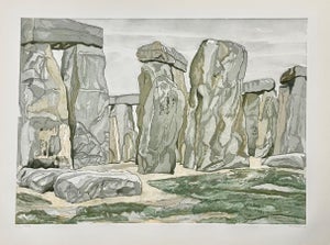 Philip Pearlstein, Large American Modern Stonehenge Landscape Aquatint Etching Philip Pearlstein, 1979