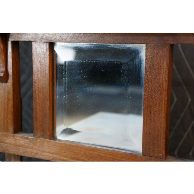 Antique Edwardian Walnut Neoclassical Inlaid Washstand Cabinet With Marble Top & Mirror For Sale - Image 9 of 18