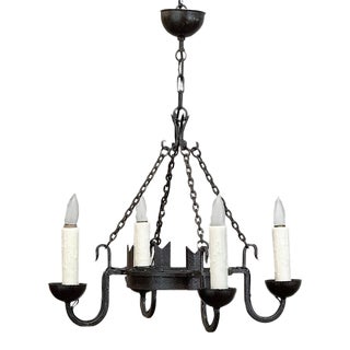 Antique Country French Wrought Iron Chandelier For Sale