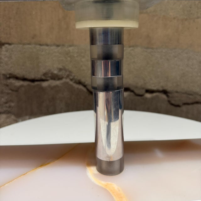 Mid-Century Modern Mid-Century Modern Desk Lamp Polished Aluminum Shade Luxurious Stone For Sale - Image 3 of 14