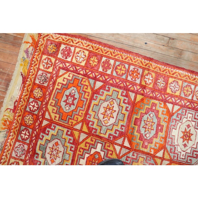 Bright Orange Antique Turkish Bergama Rug - 3'6" x 4'4" For Sale In New York - Image 6 of 18