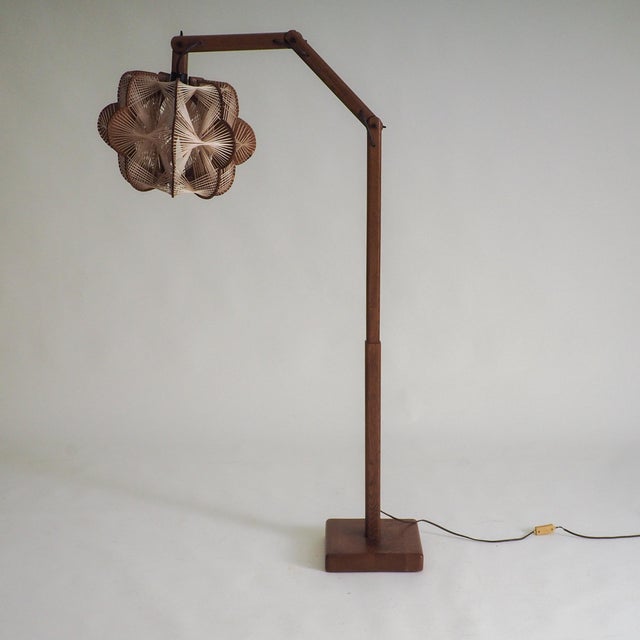 Vintage Danish Floor Lamp with Woven Shade, 1960s For Sale - Image 10 of 17