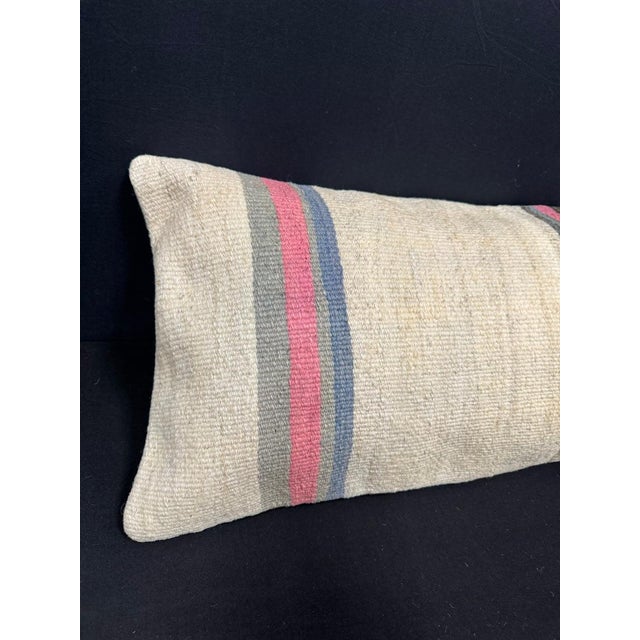 Turkish Hemp Pillow Cushion Natural Beige Pink Cushion Cover 14"x40" #30450 Enhance your home decor with our Kilim Pillow...