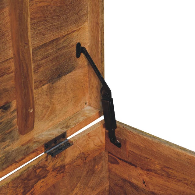 Buffalo Leather Upholstered Storage Trunk in Oak Finish For Sale - Image 4 of 8