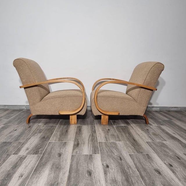 Beige Art Deco Lounge Chairs by Jindřich Halabala, 1950s, Set of 2 For Sale - Image 8 of 17