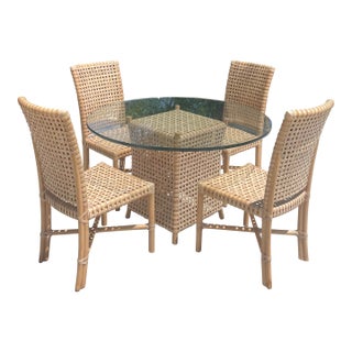 Authentic McGuire Antalya Laced Rawhide Dining Table & 4 Chairs For Sale
