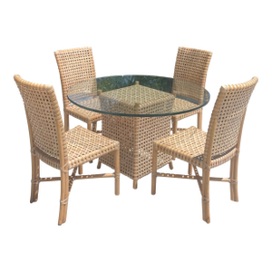 Authentic McGuire Antalya Laced Rawhide Dining Table & 4 Chairs