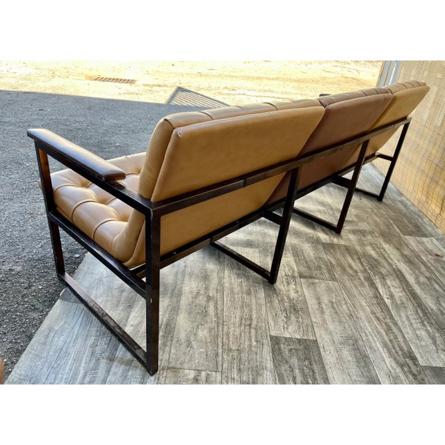 Metal Mid Century Modern Office Sofa in the Milo Baughman's Style. Circa 1970s For Sale - Image 7 of 12