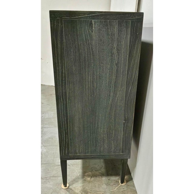 Modern Farmhouse Taupe Wood Two Door Cabinet For Sale - Image 4 of 7