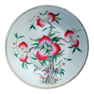 Early 20th Century Antique Chinese Famille Rose Tree Porcelain Platter For Sale