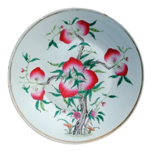 Early 20th Century Antique Chinese Famille Rose Tree Porcelain Platter