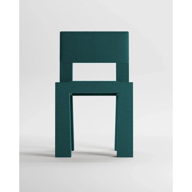 Contemporary Modern Raw Chair in Ocean Blue Bouclé from Collector For Sale - Image 3 of 6