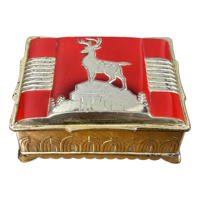 Vintage Trinket Box With Stag Detail For Sale