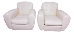 Pair of Signed Ralph Lauren Vintage Art Deco Leather Club Chairs