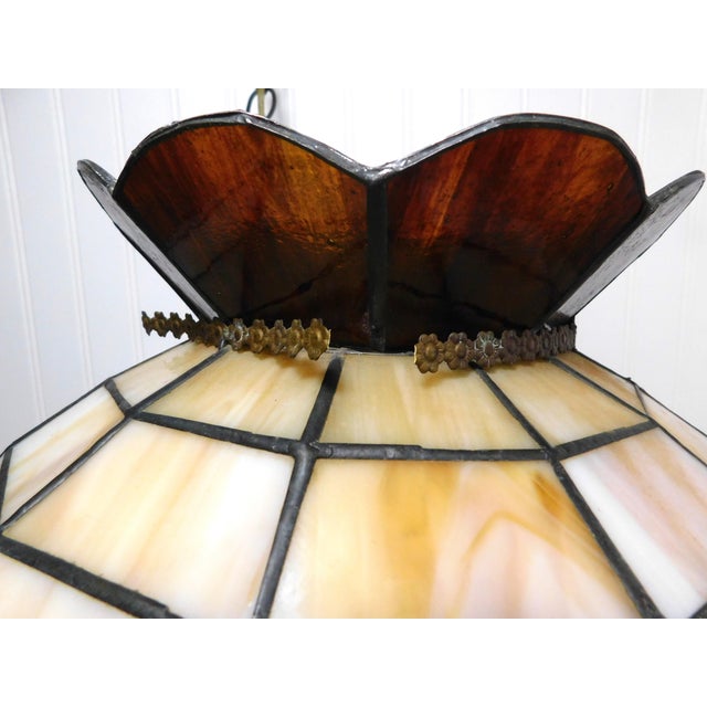 Arts & Crafts Vintage Slag Glass Pendant Light Fruit Motif For Sale - Image 3 of 17