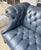 Vintage Blue Leather Camelback Chesterfield Sofa For Sale - Image 10 of 18
