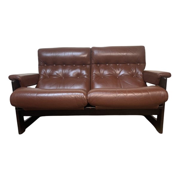 Scandinavian Leather Two-Seater Sofa, 1970s For Sale