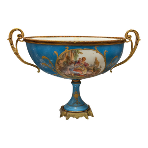 Sevres Style Porcelain Centerpiece Bowl With Gilt Bronze Mounts