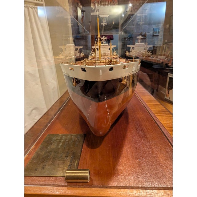 Rare Museum Quality Tanker Ship Model in Display Case Titled "Mv Captain Gregos" For Sale - Image 9 of 10