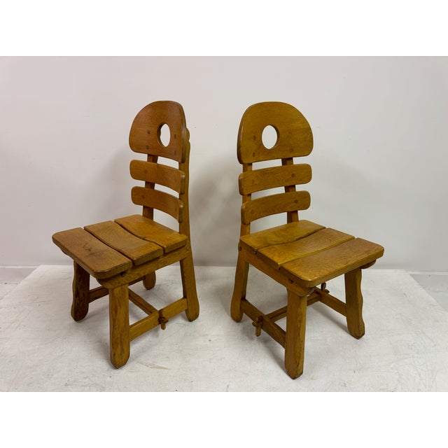 Vintage Brutalist Fish Bone Dining Chairs in Oak, 1970s, Set of 6 For Sale - Image 16 of 18