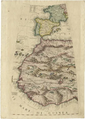 Antique Map of Southwestern Europe and West Africa attributed to V. M. Coronelli, 1692