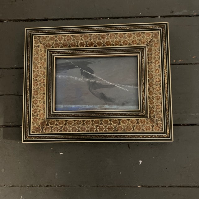 1970’s Small Abstract Pastel Drawing Mosaic Inlaid Tabletop Frame For Sale - Image 4 of 4