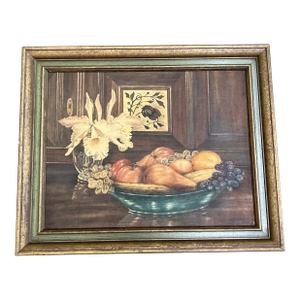 1940’s Original Traditional Still Life Painting Bowl of Fruit